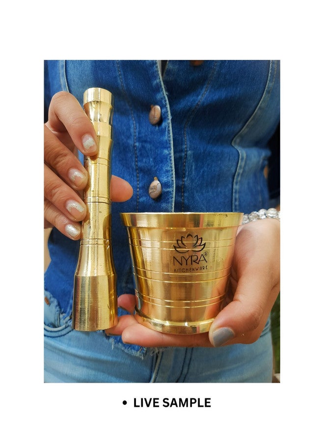 Nyra Kitchenware Nyra Brass Mortar and Pestle Set for Traditional Spice Grinding - Image 3
